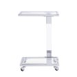 Side Table, Acrylic Sofa Table, Glass Top C Shape Square Table With Metal Base For Living Room, Bedroom, Balcony Home And Office Hot on Sale