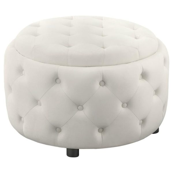 Angelina - Round Upholstered Storage Ottoman on Sale