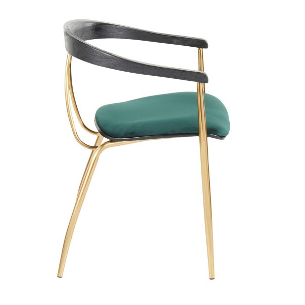 Vanessa - Contemporary Chair (Set of 2) - Gold   Green - Black For Sale