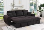 Veronica - Teddy Fleece Reversible Sleeper Sectional Sofa With Storage Chaise - Black Cheap