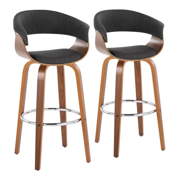 Vintage Mod - Mid Century Modern Fixed Height Barstool With Swivel With Round Footrest (Set of 2) Online now