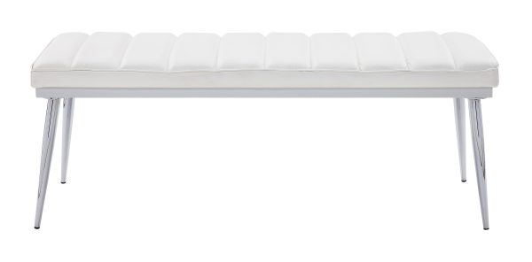 Weizor - Synthetic Leather Bench - White For Cheap