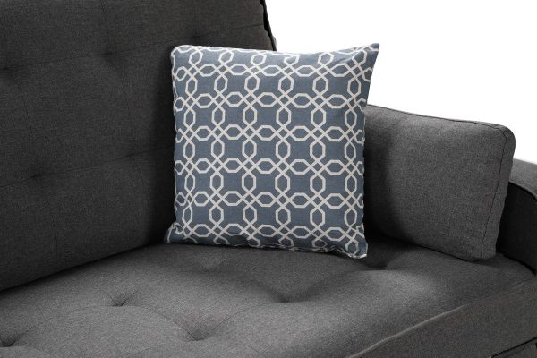 William - Modern Fabric Sleeper Sofa With 2 USB Charging Ports And 4 Accent Pillows - Gray Online now