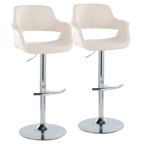 Vintage Flair - Mid Century Modern Adjustable Barstool With Swivel With Rounded T Footrest (Set of 2) Supply