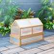 Outsunny - Raised Garden Bed With Polycarbonate Greenhouse, Wooden Garden Cold Frame Greenhouse, Flower Planter Protection, 48  x 24  x 32  - Natural Hot on Sale