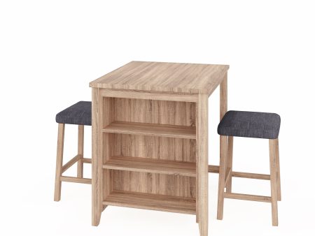 Dawson - 3 Piece Counter Height Table Set - Oak Fashion