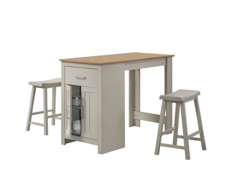 Alonzo - Small Space Counter Height Dining Table With Cabinet, Drawer, And 2 Ergonomic Counter Stools (Set of 3) Sale