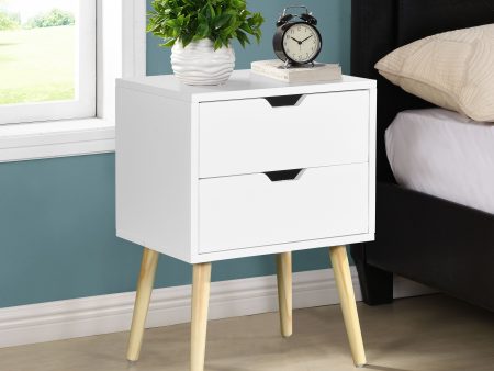 Side Table With 2 Drawer, Mid-Century Modern Storage Cabinet For Bedroom - White Discount