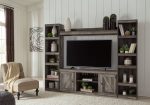 Wynnlow - Gray - 4-Piece Entertainment Center With LG TV Stand W Fireplace Option Online now