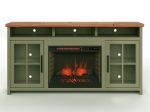 Vineyard - 74  Fireplace TV Stand Console For TVs Up To 85  - Sage Green And Fruitwood Online now