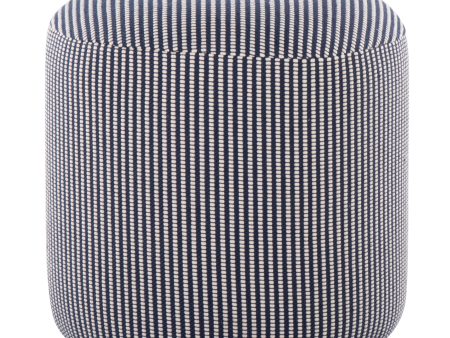 Round Pouf Knitted Blue   White Discount