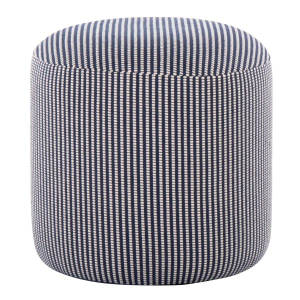 Round Pouf Knitted Blue   White Discount