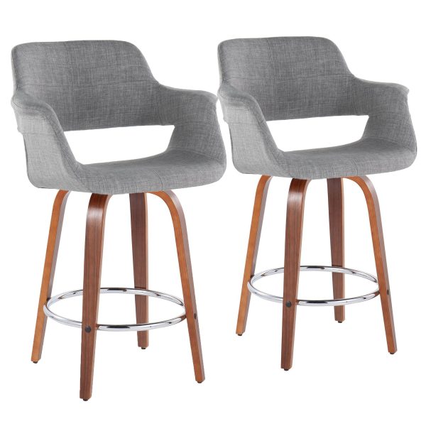 Vintage Flair - Mid-Century Modern Fixed Height Counter Stool With Swivel With Round Footrest (Set of 2) Online now