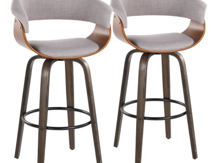 Vintage Mod - Mid Century Modern Fixed Height Barstool With Swivel & Round Footrest (Set of 2) on Sale