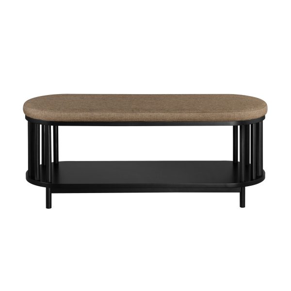 Scandi - Upholstered Top Storage Bench With Lower Shelf - Black Supply