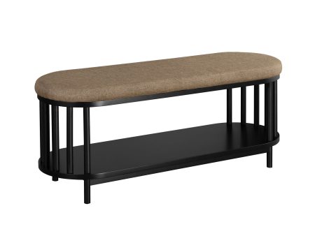 Scandi - Upholstered Top Storage Bench With Lower Shelf - Black Supply