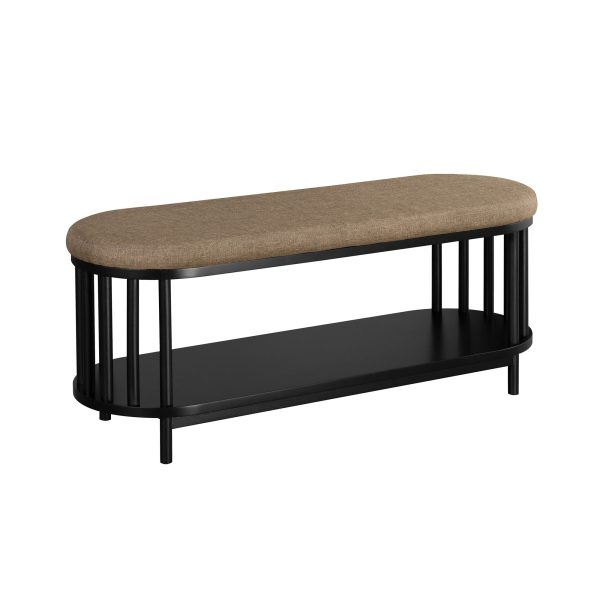 Scandi - Upholstered Top Storage Bench With Lower Shelf - Black Supply