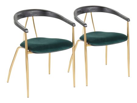 Vanessa - Contemporary Chair (Set of 2) - Gold   Green - Black For Sale