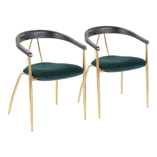 Vanessa - Contemporary Chair (Set of 2) - Gold   Green - Black For Sale