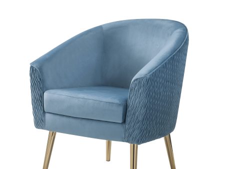 Benny - Velvet Accent Chair - Blue   Gold Cheap