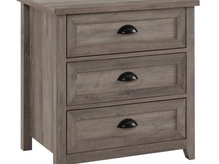 Transitional Farmhouse Framed 3 Drawer Nighstand With Cup Handles Online