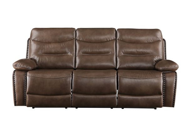 Aashi - Leather Gel Match Recliner Sofa - Brown Online now