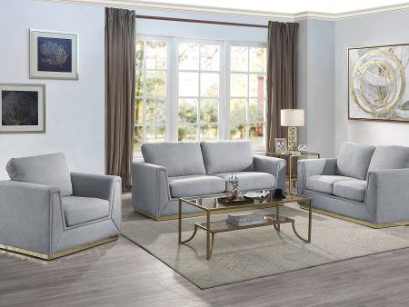 Valin - Linen 3 Pieces Living Room Set For Living Room - Gray Sale