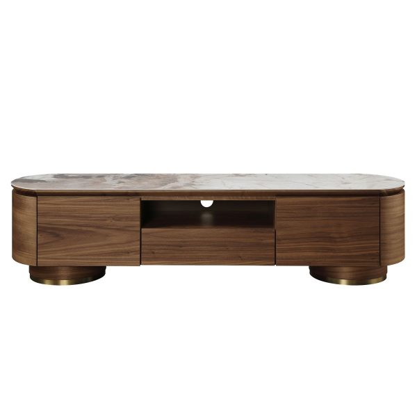 Willene - Ceramic Top TV Stand - Walnut Discount