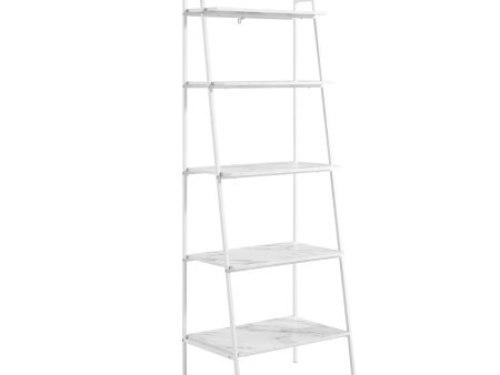 Modern Ladder Bookshelf - White   White Cheap