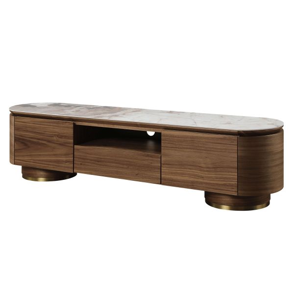 Willene - Ceramic Top TV Stand - Walnut Discount