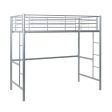 Modern Industrial Twin Over Loft Metal Bunk Bed Frame With Integrated Guardrails - Silver Sale