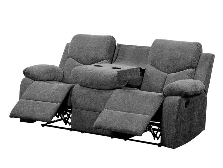 Kalen - Chenille Sofa With Drop Down Table - Gray Online now