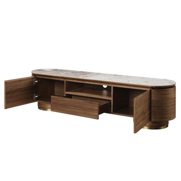 Willene - Ceramic Top TV Stand - Walnut Discount