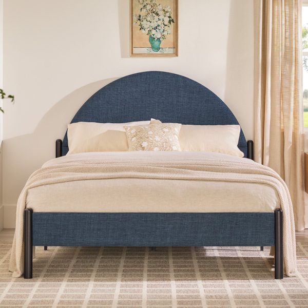 Bed Modern Upholstered Curved Headboard Online