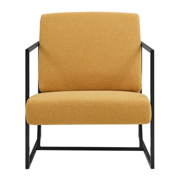 Modern Upholstered Chair With Metal Frame - Mustard For Discount