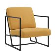 Modern Upholstered Chair With Metal Frame - Mustard For Discount