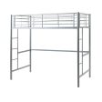 Modern Industrial Twin Over Loft Metal Bunk Bed Frame With Integrated Guardrails - Silver Sale